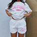Women's Clothing Light Gray Short Sleeved T Shirt Sports Shorts Two Piece Casual Sports Suit_ecoleips.com