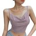 cross-border Foreign Trade European And American Women's Clothing: Casual Off-shoulder Glittery Mini Tank Top,_ecoleips.com