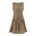 Women's Clothing Summer New Fashion Sleeveless Vest Top Short Skirt Two Piece Set Pure Cotton Slim Khaki Ladies Suit_ecoleips.com
