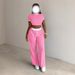LKTM Women's Slim Fit Two-Piece Set Summer Streetwear Cropped T-Shirt And High-Waisted Shorts Solid Color Trendy Outfit_ecoleips.com