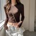 Women's Lyocell Tencel Base Layer Shirt American Style Inner Wear Short Slim Fit Versatile Top For Autumn And Winter High End Shoulder T-Shirt_ecoleips.com