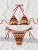 Women's Textured Fabric Triangle Bikini Swimsuit Set European American Style Export Quality Ethnic Sexy Design_ecoleips.com