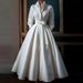 Women's Clothing Light Wedding Dress Bride Retro Simple Forest Style Stand Collar Long Style Temperament V Neck Going Out Evening Dress Female_ecoleips.com