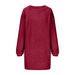 Women's Mid-Length Plush Dress Long Sleeved round Neck Loose Fit for Autumn/Winter Season Fashion Comfortable Clothing_ecoleips.com