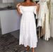 Women's Clothing Summer New Solid Color Hollow U Neck Puff Sleeve Dress Women's Clothing_ecoleips.com