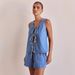 Summer Fashion Casual Sleeveless Lace Up High Waist Women's Vest Denim Suit Shorts_ecoleips.com