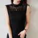 White Lace Wool Sweater Knitted Base Shirt French Style Sleeveless Camisole Women Half High Collar Inner Layer Suit_ecoleips.com
