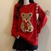 Christmas Red Knit Sweater – Cute Teddy Bear & Bow Design, Sweet & Slimming Fit_ecoleips.com