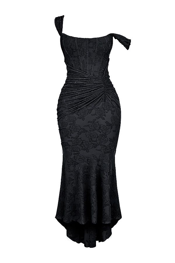 K New Square Neck Elastic Pleated Sleeveless Fishtail Suspender Long Skirt_ecoleips.com