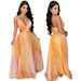 Women's Clothing Sleeveless V Neck Printed Swing Skirt For Women Fashion Sexy Dress Long Skirt_ecoleips.com