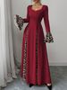 Women's Clothing Flared Sleeve Leopard Print Contrast Long Elegant Slim Dress_ecoleips.com