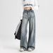 American Retro Wide-leg Jeans Women's New Spring High-waisted Thin Drape Loose Lazy Style Floor Pants_ecoleips.com