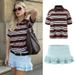 European And Cross-border 2026 Spring Long-sleeve American Retro Color-block Striped Polo Shirt With Collar, Loose_ecoleips.com