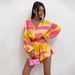 Women's Clothing Women's Summer Jumpsuit V-Neck Printed Long Sleeve Fitted Waist Ruffle Shorts Style Clothing For Formal & Casual For Women_ecoleips.com