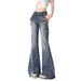 Aria Basics Plus-size American High Street Vibe Butterfly Embroidered Flared Jeans For Women, Summer Plus-size Women's Slimming_ecoleips.com