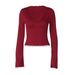 Aria Basics Aria Basics 2025 Autumn New Women's Long Sleeve V-Neck Fashion Sexy Lace Trim Slim Fit T-Shirt Wholesale From Europe And America_ecoleips.com