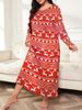 Aria Basics Aria Basics 2024 European And American Plus Size Women's Sleeve Butterfly Heart Leopard Print Off-Shoulder Long Nightgown Dress_ecoleips.com
