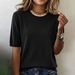 2026shein Cross-border European And American Independent Site Short-sleeved Round-neck Casual Sweater New_ecoleips.com