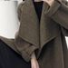 Women’s Double-Faced Wool Coat – Oversized Korean-Style Trench Coat With Belted Waist (Velvet Latte/Charcoal Black/Light Grey/Cream, S/M)_ecoleips.com