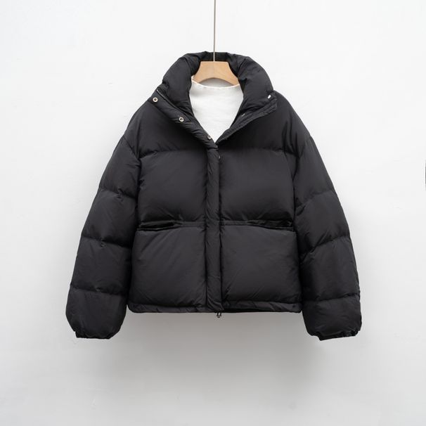 New Solid Color Simple Loose Stand-up Collar Dopamine Down Jacket Women's Winter Korean Version Warm Bread Jacket_ecoleips.com