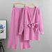 2025 Spring And Autumn New Cardigan Wide Leg Pants Thick Needle Two-Piece Casual Lace Up Solid Color Knitted Set_ecoleips.com