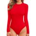 Women's Long Sleeved Bodysuit Tight Fitting Milk Silk Mid Elastic Sexy Hot Girl Triangle Jumpsuit Romper_ecoleips.com