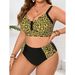 New 2025 European And American plus Size Bikini High Waisted Stylish Sexy Plaid Print Two Piece Swimsuit for Women_ecoleips.com