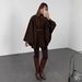 Women's Winter Elegant Style Solid Color Waist Cinching Woolen Cape Coat Mid Length European American_ecoleips.com