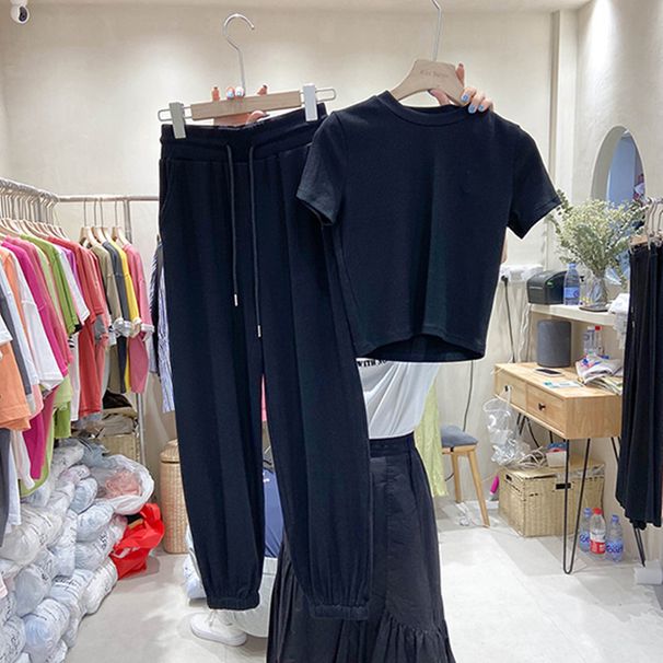 Women's Korean Style Two-Piece Set - Casual Tweed Short Sleeve Top And Shorts For Spring Summer Fashion_ecoleips.com