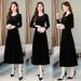 Velvet Skirt Autumn And Winter New Large Size Thin Age Reduction Temperament Round Neck Dress Women_ecoleips.com