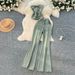 Women's Retro Slim Fit Denim Two Piece Set Strapless Top High Waisted Flared Pants Slimming Design_ecoleips.com