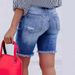 Women's Clothing "Women's Slim Fit Button Fly Denim Shorts With Distressed Hem & Ripped Details - Mid Rise Stretch Jeans Shorts For Streetwear Fashion_ecoleips.com