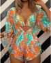 Verve Mesh Three-Piece Set Leaf Print Sexy Bikini Tie Swimsuit For Women_ecoleips.com