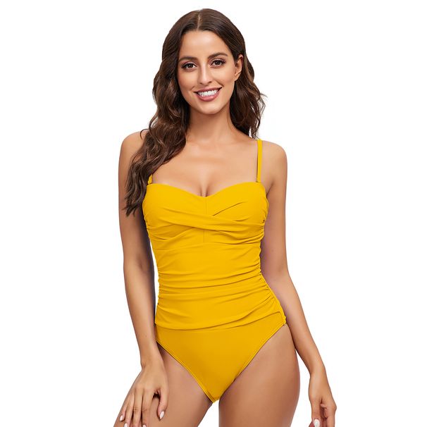 Women's Clothing Swimsuit Solid Color Backless Triangle Sling One Piece Swimsuit Chest Twist Sexy Swimsuit_ecoleips.com