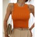 Aria Basics Aria Basics Women's Knitted Vest 2025 Summer Solid Color Slim Fit Ribbed Inner Top Short Y2K European And American Street Style_ecoleips.com