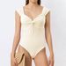 Voya Women's Square Neck Wide Shoulder Strap Twisted Design Solid Color Jumpsuit Fresh And Elegant Slim Fit Top_ecoleips.com