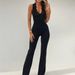 CF24422 Fall 2026 New European And American Street Style Versatile V-neck Lace Trim One-piece Bell-bottom Pants_ecoleips.com