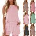 Women's Clothing Twisted Stripe Sleeveless Vest Shorts Striped Two Piece Suit_ecoleips.com