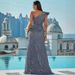 Women's Clothing New Sequined Off Shoulder Backless Sleeveless Long Ball Sequined Silver Swing Dress Evening Gown_ecoleips.com