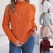 Real Shot 2025 Autumn Winter Casual Braided Off-Shoulder Half Turtleneck Long Sleeve Pullover Sweater_ecoleips.com