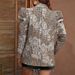 Women's 2026 New Elegant Commuting Printed Puff Pleated Loose Long Sleeve Blazer Top_ecoleips.com