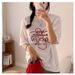 South Korea Foreign Trade Korean Version New Short Sleeve T-shirt Women's Summer Base Round Neck Loose Printed Top_ecoleips.com
