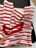 Super Stylish Red Striped Ice Silk Knitted Long-sleeve Sun Protection Shirt Women, Suitable For Early Autumn,_ecoleips.com