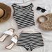 Women's Clothing Striped Tank Top And Shorts Set Summer Knitted 2-Piece Outfit Hot Pants And Top Combo_ecoleips.com