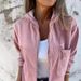 Women's Clothing Women's Solid Color Corduroy Jacket With Hood Simple Style Autumn Outerwear For Formal & Casual For Women_ecoleips.com