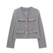 Women's Clothing Flap Round Neck Short Jacket_ecoleips.com