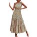 2022 Summer Women's Bohemian Floral Dress Beach Vacation Long Skirt High Waist Slimming_ecoleips.com