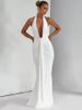 Mozision Deep V Neck Draped Ruched Sexy Maxi Dress Women Summer Fashion Halter Sleeveless Backless Club Party Long Dress Elegant_ecoleips.com