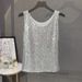 New Women's Clothing Sexy Women's Suit With Sequined Vest Undershirt And Sparkling Mesh Top Glittering Form-Fitting Party Outfit_ecoleips.com