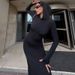 European And American Women's Clothing 2024 New Fashion Personalized Casual Hooded Bottoming Slim Dress Women's Dress_ecoleips.com